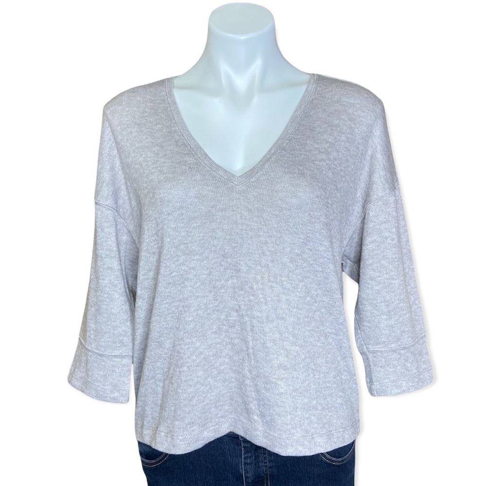 GENTLE FAWN Sweater 3/4 Sleeve Pullover V Neck Beige Womens XS